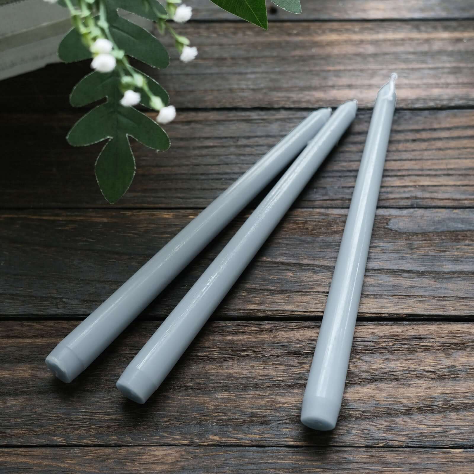 12-Pack Taper Candles Premium Wax Design Dusty Blue - Unscented Candles for Upscale Settings 10"