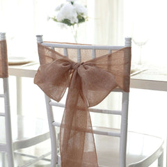 5 Pack Jute Faux Burlap 6"x108" Chair Sashes Dusty Rose - Boho Chic Linen Decor