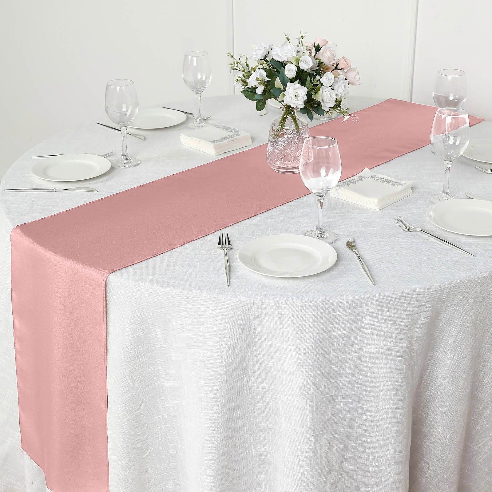 Polyester 12"x108" Table Runner Dusty Rose - Durable & Wrinkle-Resistant Table Decor
