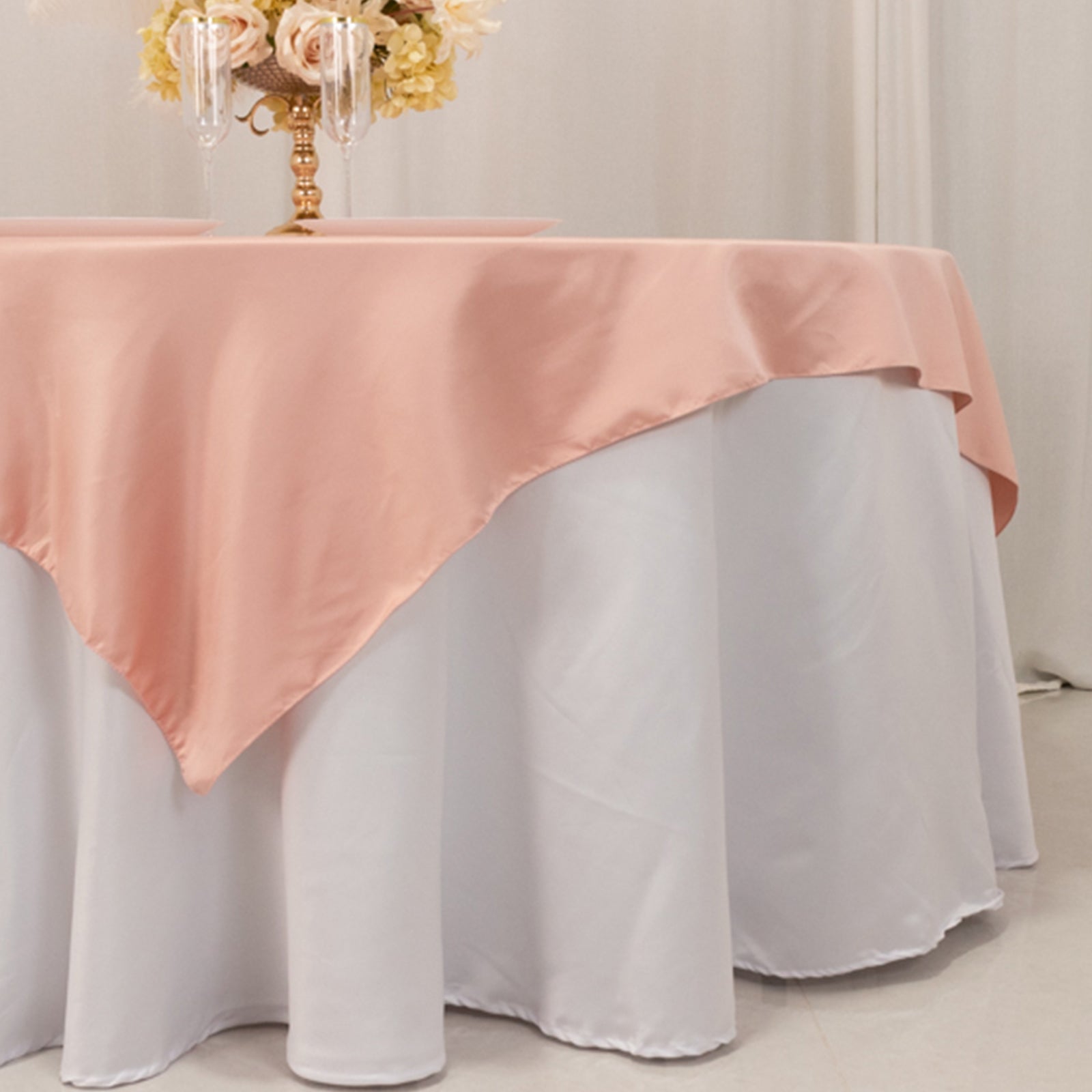 Lamour Satin 72"x72" Table Overlay Square Tablecloth Dusty Rose - Smooth Finish Table Topper
