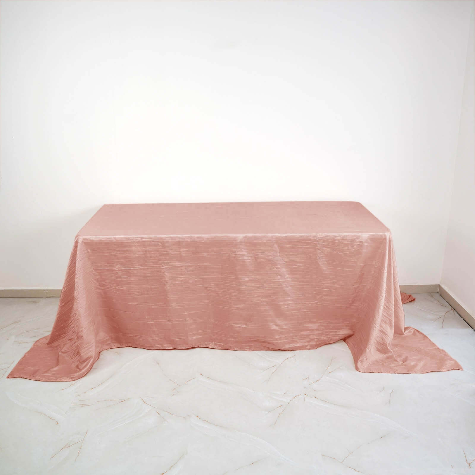 Taffeta 90"x132" Rectangle Tablecloth Dusty Rose - Seamless Accordion Crinkle Table Cover