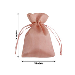 12 Pack 3" Dusty Rose Satin Drawstring Wedding Party Favor Gift Bags