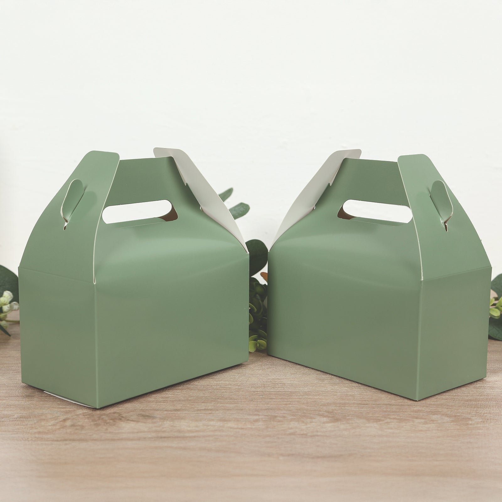 25 Pack Candy Gift Tote Gable Boxes, Dusty Sage Green Party Favor Treat Boxes - 6"x3.5"x7"