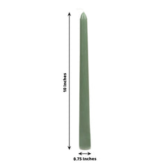 12-Pack Taper Candles Premium Wax Design Dusty Sage Green - Unscented Candles for Upscale Settings 10"