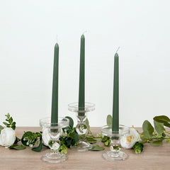 12-Pack Taper Candles Premium Wax Design Dusty Sage Green - Unscented Candles for Upscale Settings 10"