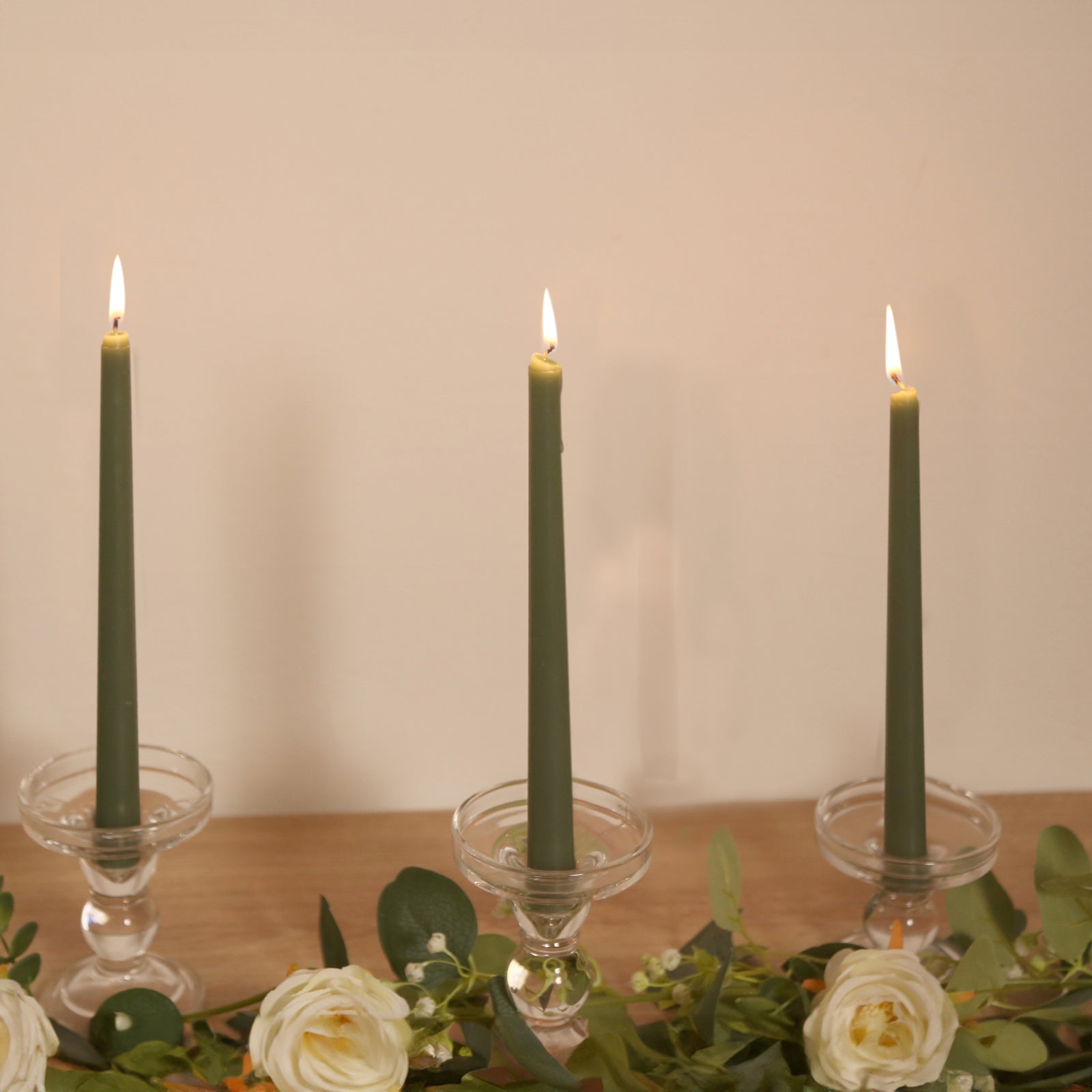 12-Pack Taper Candles Premium Wax Design Dusty Sage Green - Unscented Candles for Upscale Settings 10"