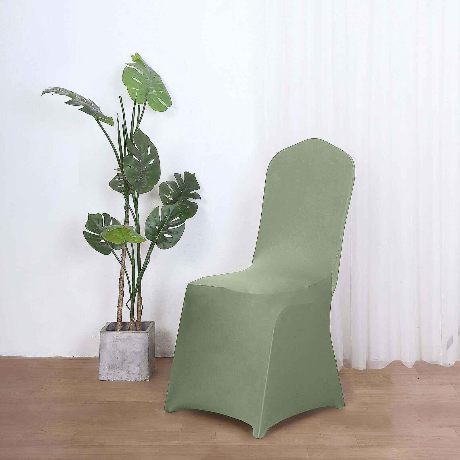 Spandex Chair Cover for Banquet Chairs Dusty Sage Green - Stretch 160GSM Fabric with Slip-On Slipcover