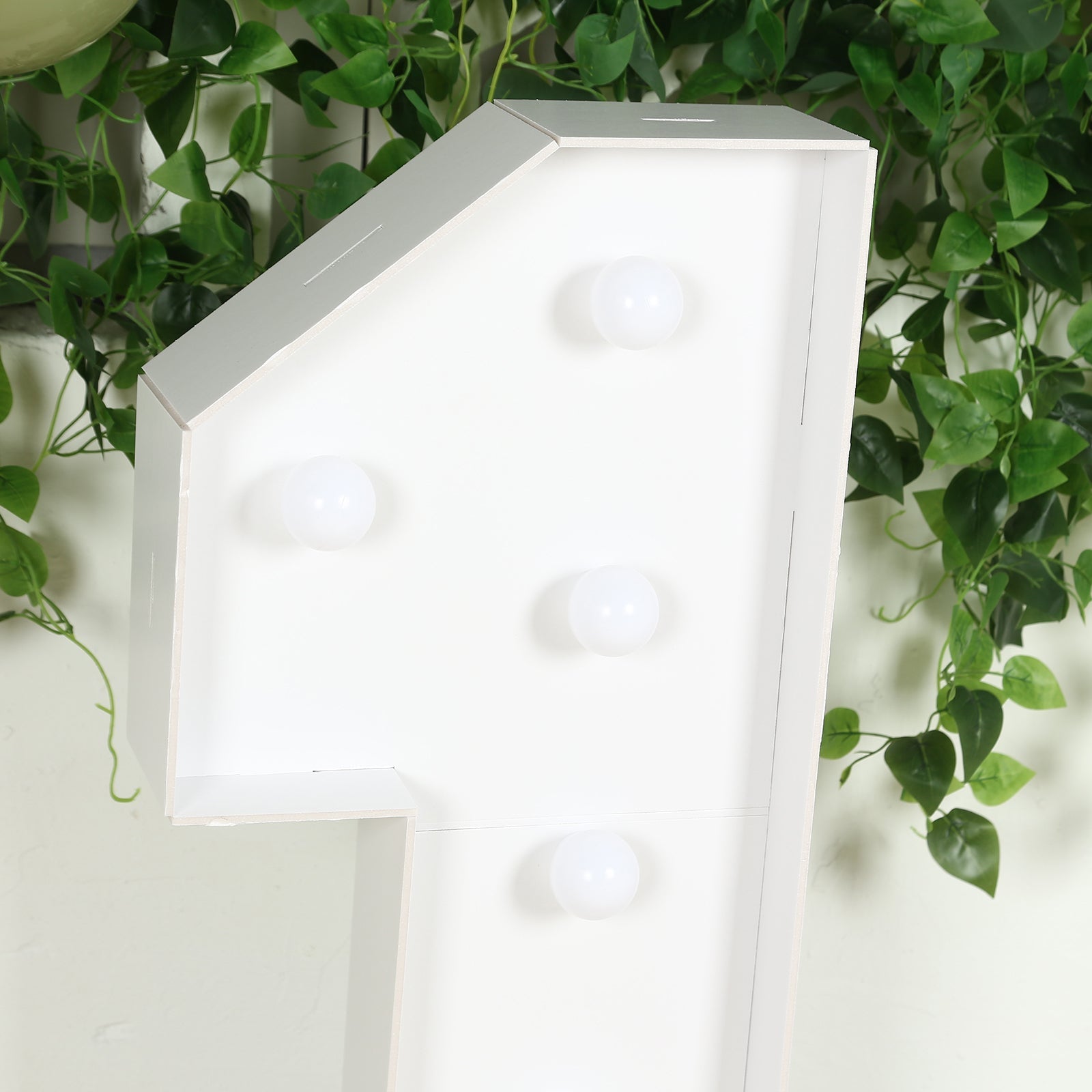 Giant LED Marquee Light Up Number "1", White 4ft Pre-Cut Foam Board with 10 Warm White Battery Operated LEDs, Glue Gun and Sticks