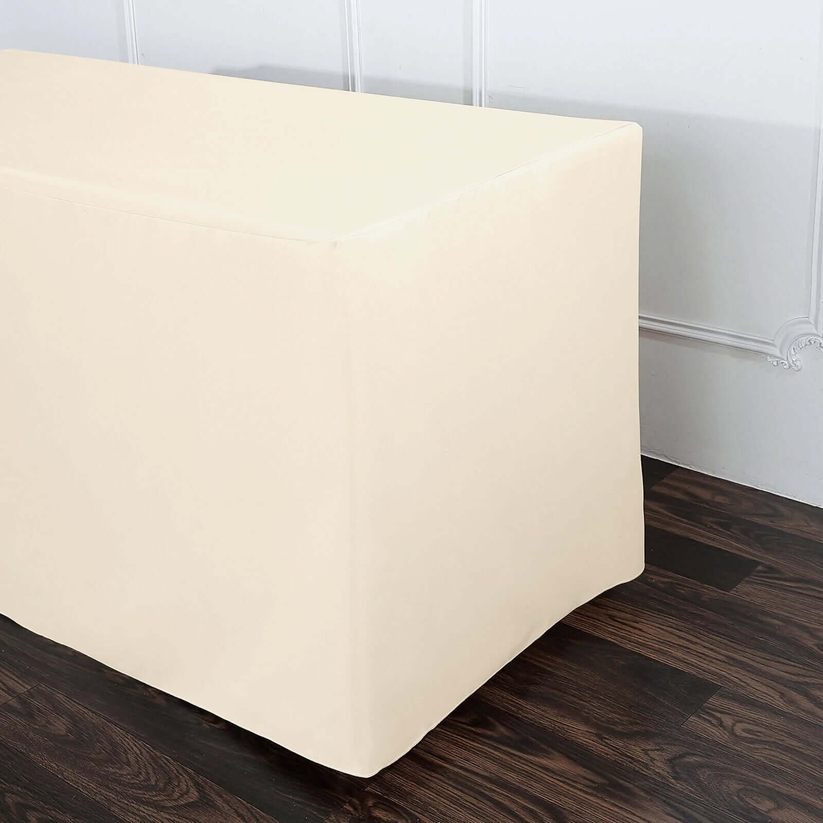 Fitted Polyester 96"x30" Rectangle Tablecloth Beige - Durable and Easy to Maintain Table Cover