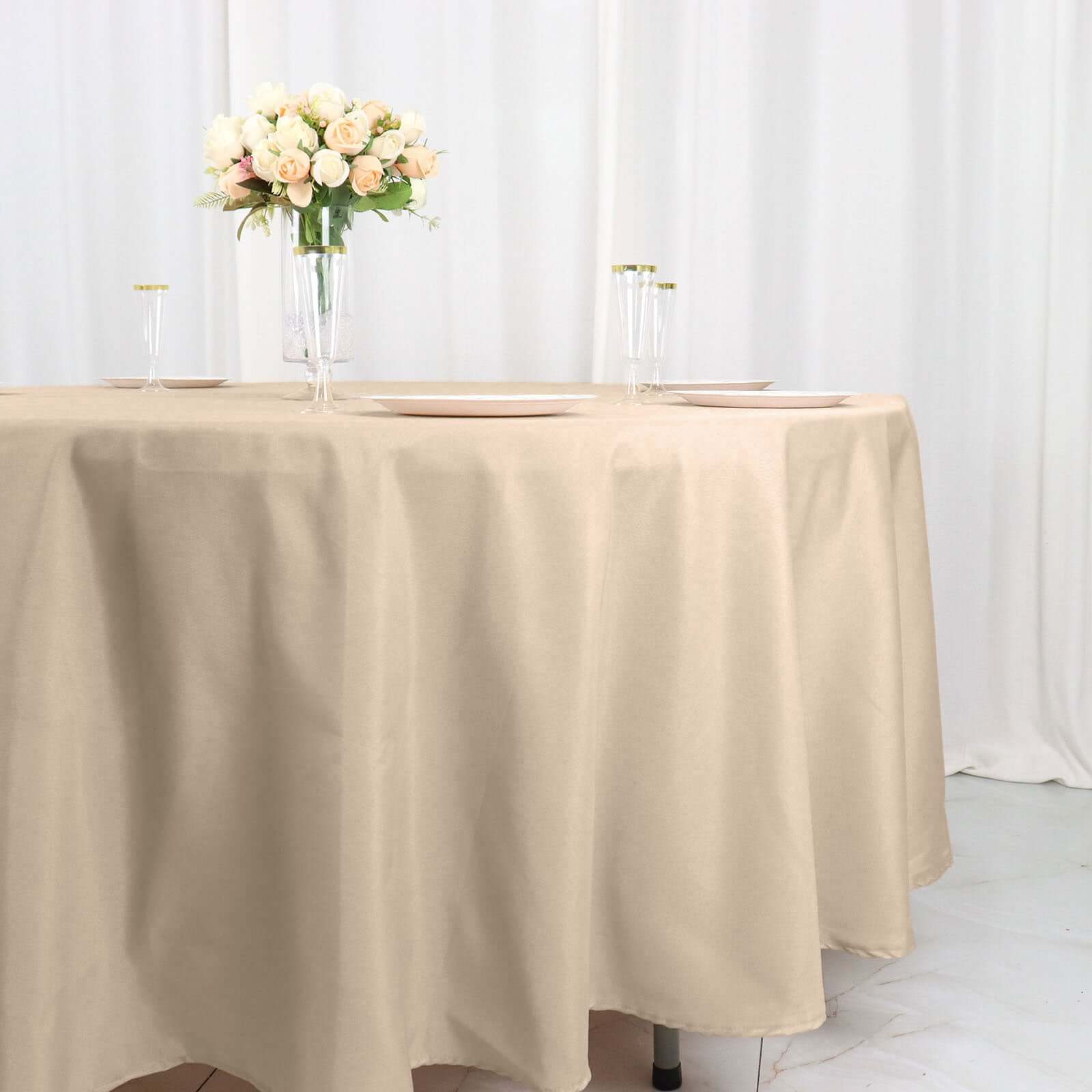 Polyester 108" Round Tablecloth Nude - Wrinkle-Resistant Table Cover