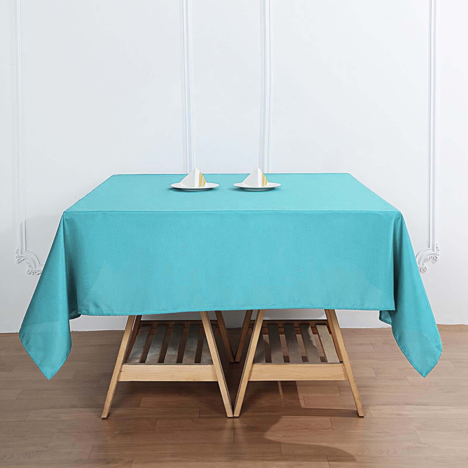 Polyester Square 70"x70" Tablecloth Turquoise - Wrinkle-Resistant & Durable Table Cover