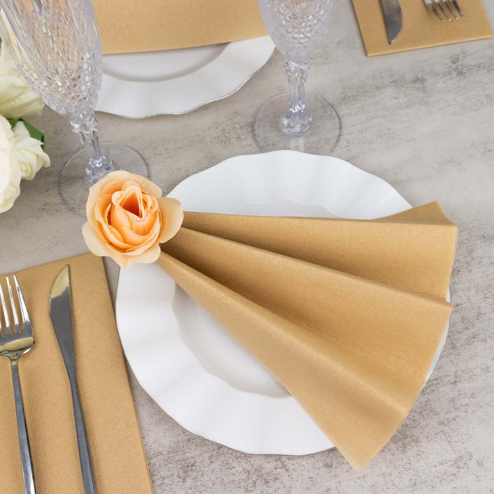 20-Pack Paper Linen-Like Napkins Natural - Disposable Hygienic Airlaid Guest Towels 8.5"x4"