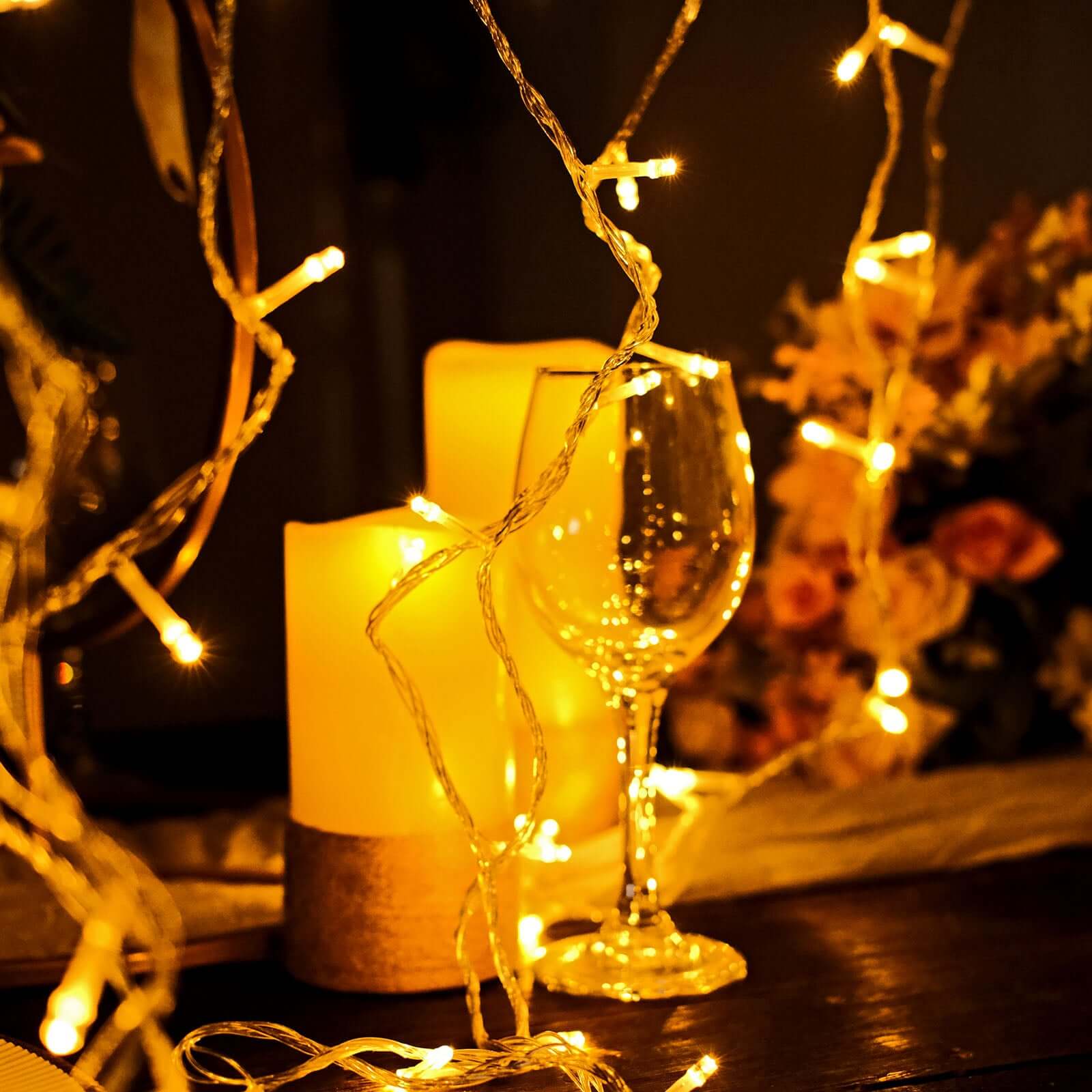 30ft Warm White 100 LED Connectable String Lights, 120V Fairy Lights