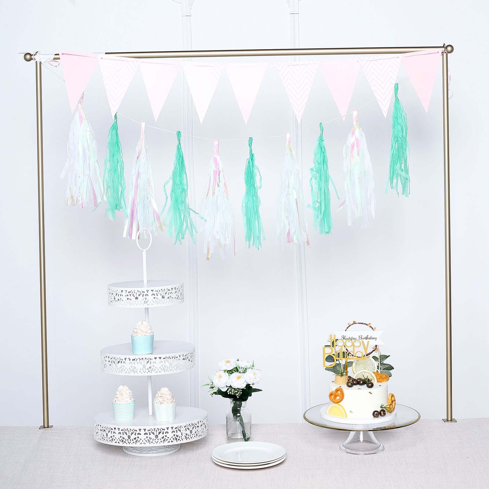 12 Pack Pre-Tied Teal Tissue Paper Tassel Garland With String, Hanging Fringe Party Streamer Backdrop Decor