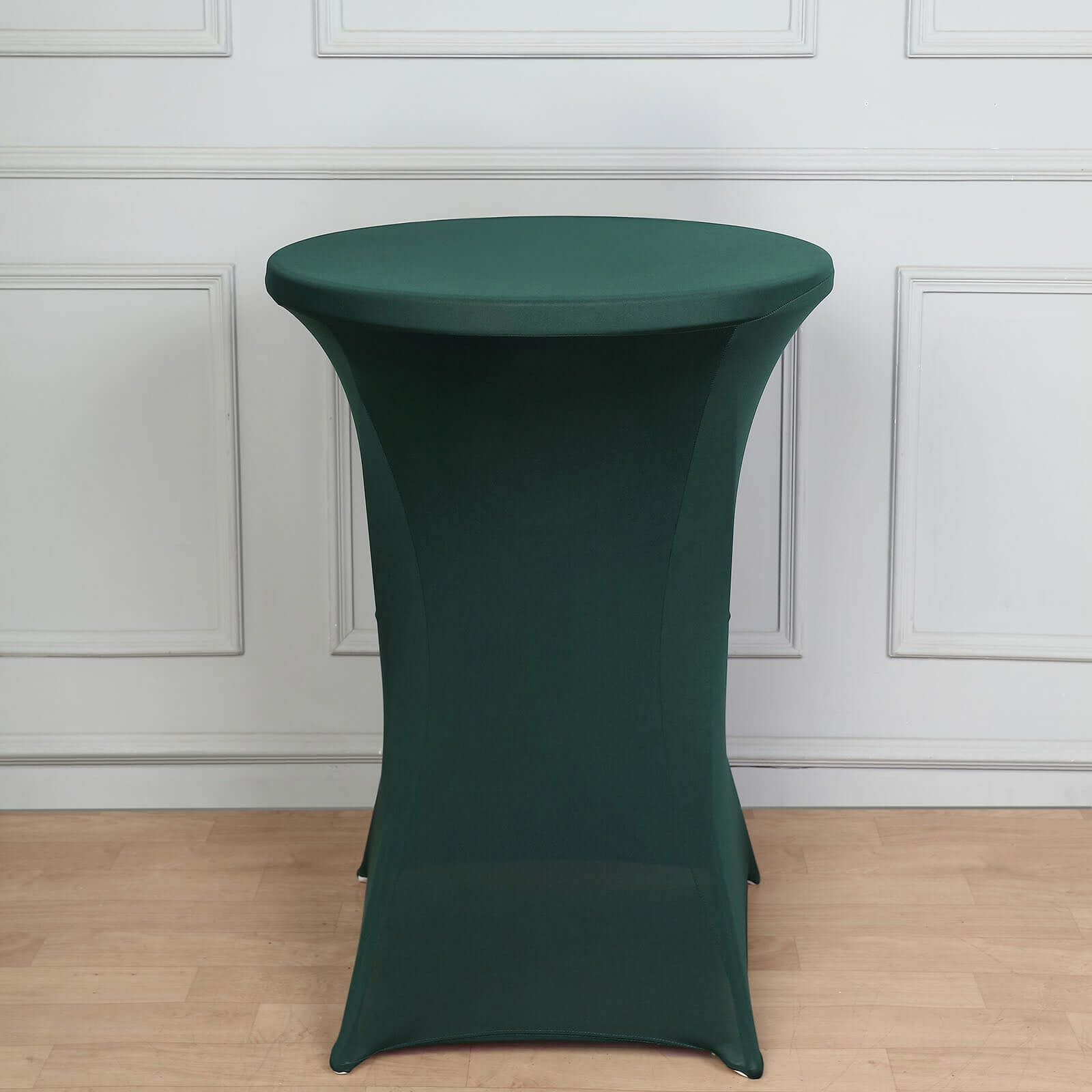 Spandex 24"-32" Round Cocktail Table Cover Hunter Emerald Green - Easy to Maintain Stretch Fitted Highboy Tablecloth