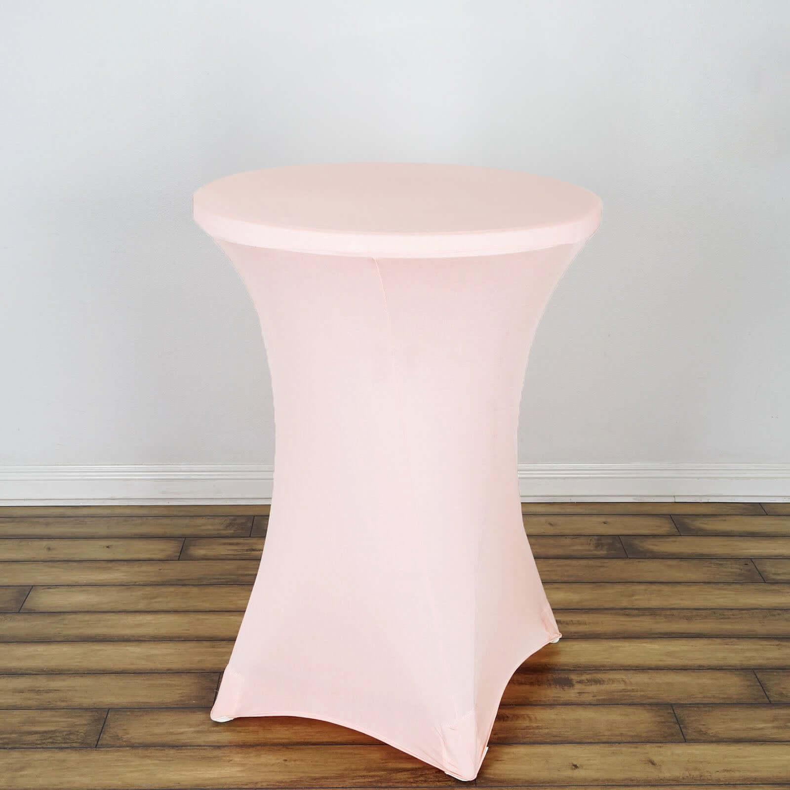 Spandex 24"-32" Round Cocktail Table Cover Blush - Easy to Maintain Stretch Fitted Highboy Tablecloth