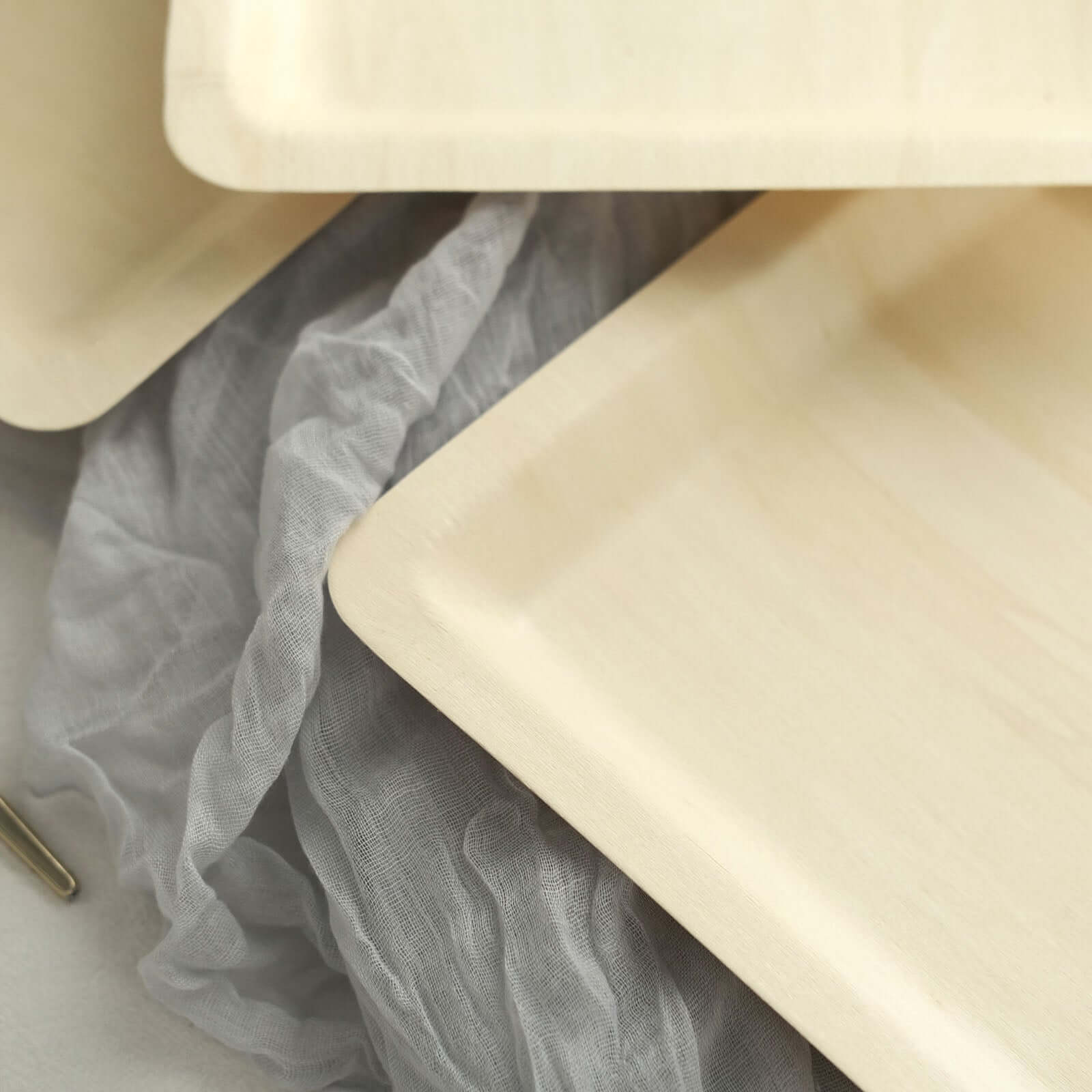 25-Pack Poplar Wood 9" Square Dinner Plates - Natural Eco Friendly Wooden Disposable Plates for Farmhouse-Style Events, Parties & Gatherings