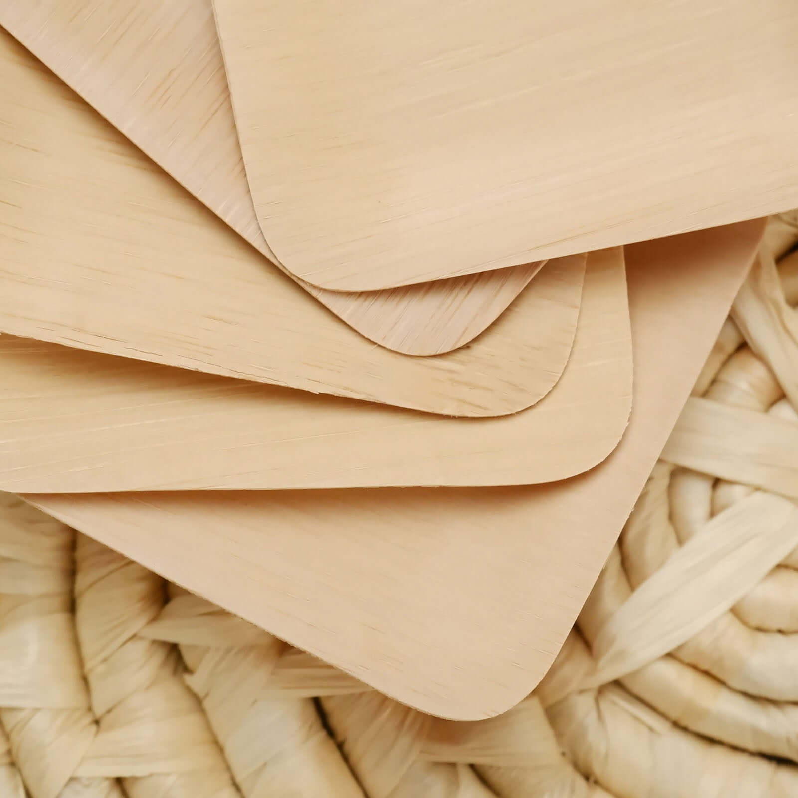 25-Pack Bamboo 3.5" Square Dessert Plates - Natural Eco Friendly Disposable Dinnerware for Farmhouse-Style Events, Parties & Gatherings