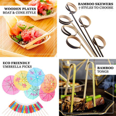 100-Pack Bamboo Cocktail Sticks Flamingo Decorative Top Design Fuchsia/Hot Pink - Eco Friendly Party Picks 5"