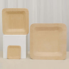 25-Pack Bamboo 3.5" Square Dessert Plates - Natural Eco Friendly Disposable Dinnerware for Farmhouse-Style Events, Parties & Gatherings