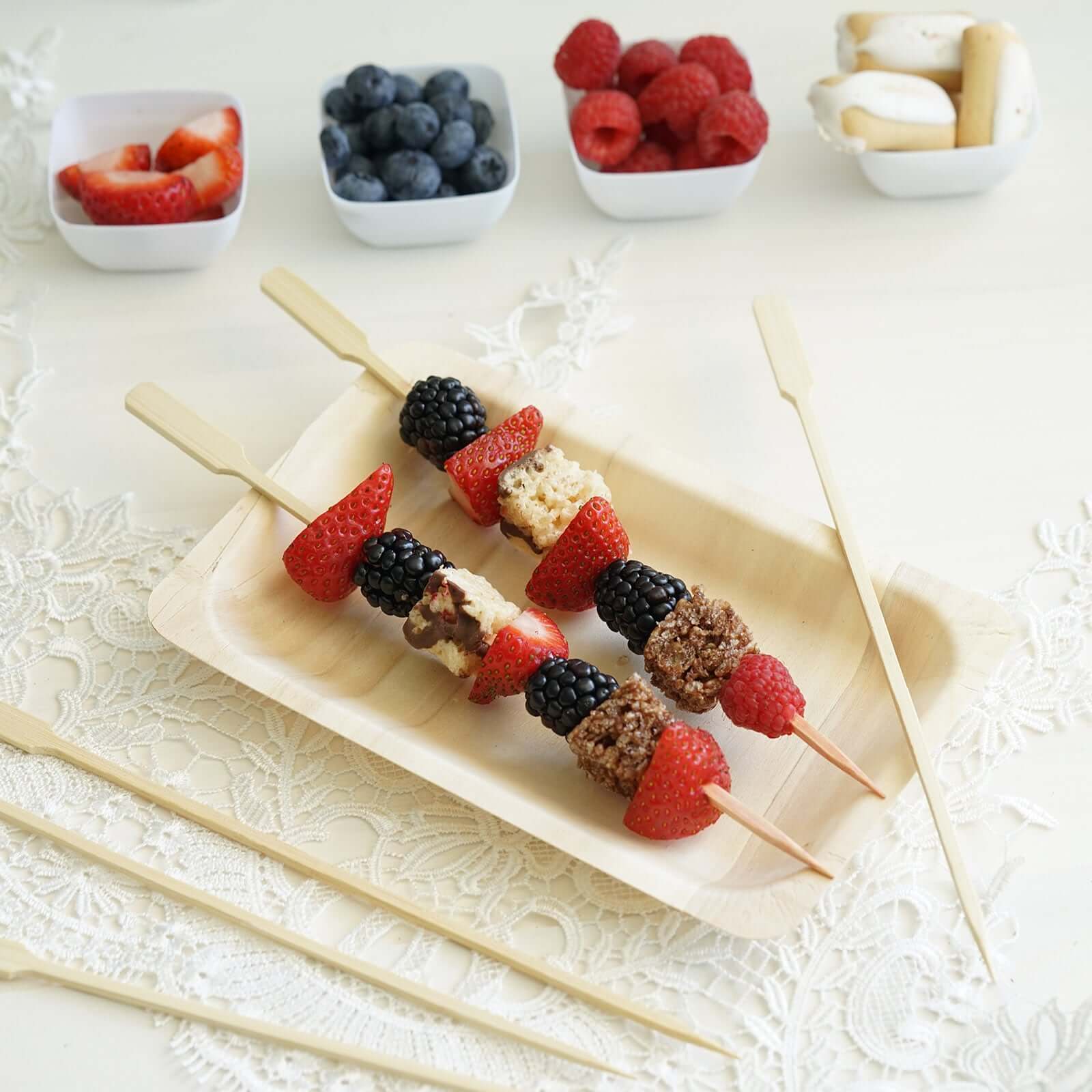 100-Pack Bamboo Cocktail Sticks Paddle Decorative Top Design - Eco Friendly Party Picks 10"