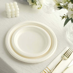 50-Pack Bagasse 9" Round Dinner Plates in White Biodegradable - Biodegradable Disposable Sugarcane Party Plates for Outdoor Celebrations & Picnics