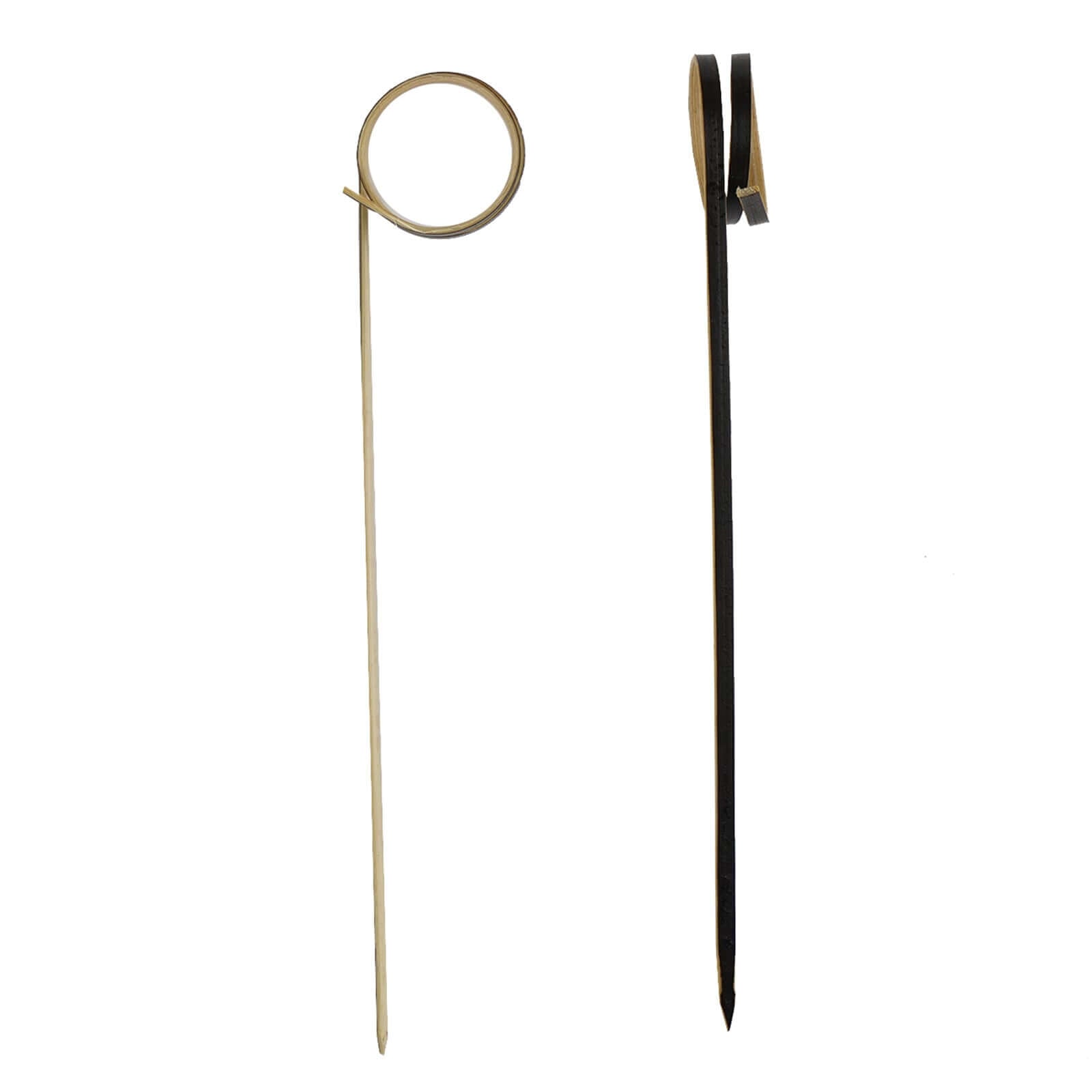 100-Pack Bamboo Cocktail Sticks Black Loop Ring Decorative Top Design - Eco Friendly Party Picks 5"