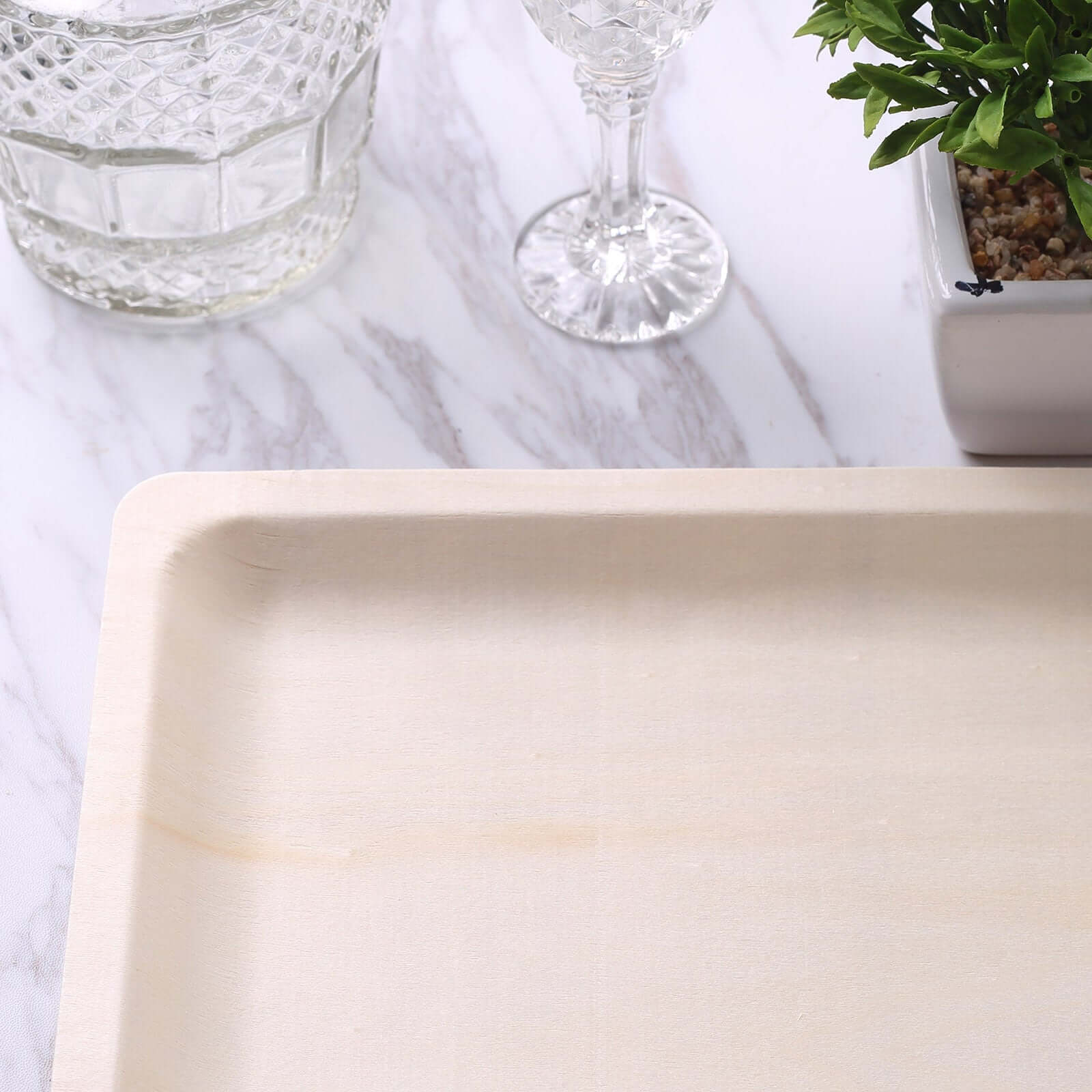 12-Pack Birchwood 8"x10" Rectangle Dinner Plates - Natural Eco Friendly Wooden Disposable Plates for Farmhouse-Style Events, Parties & Gatherings