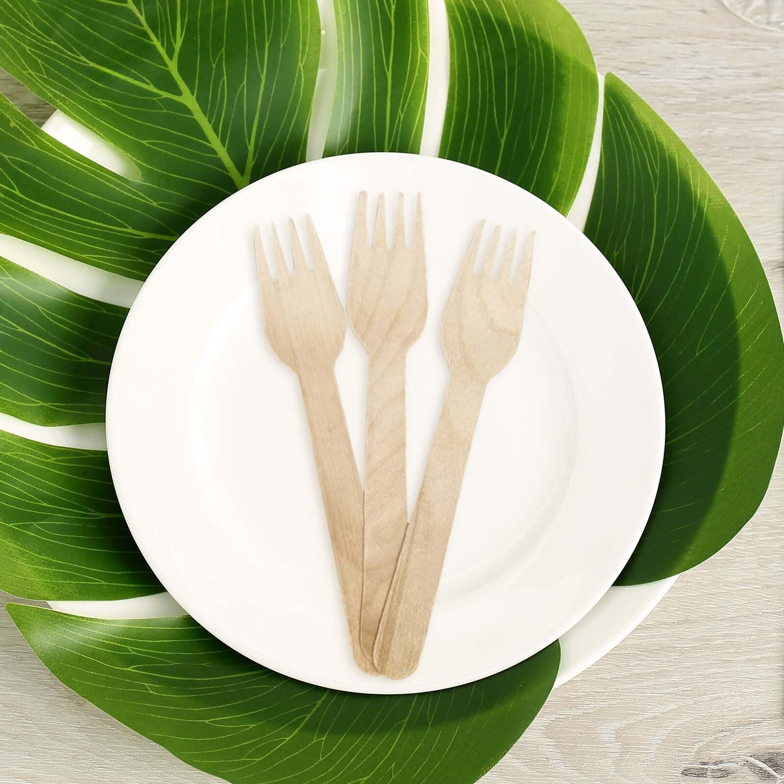 100-Pack Birchwood Forks Natural - Eco Friendly Biodegradable Wooden Utensils for Rustic Themes & Outdoor Parties 6"