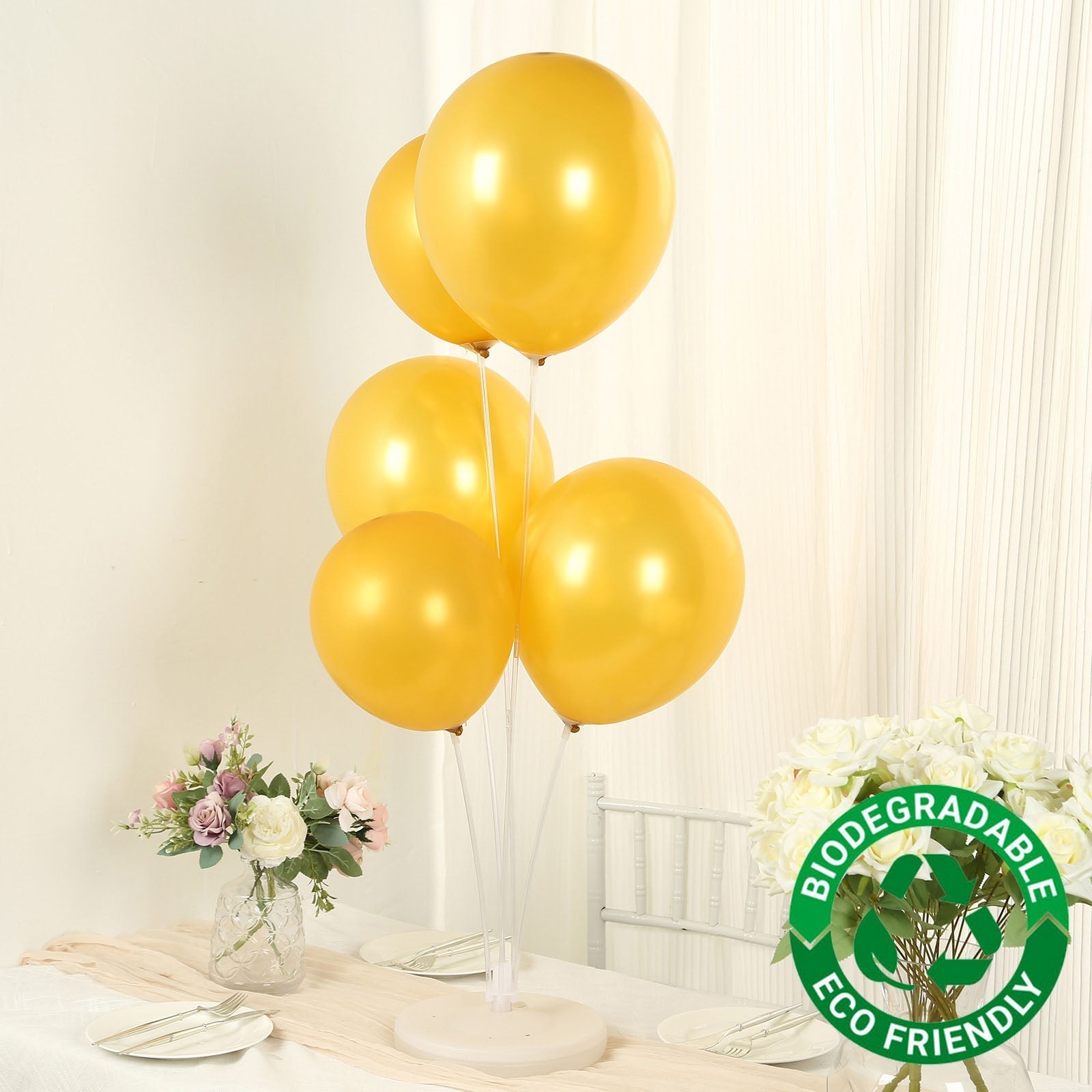 50 Pack Gold Biodegradable Balloons, 12" Thickened Extra Strong Eco-friendly Latex Helium Party Balloons
