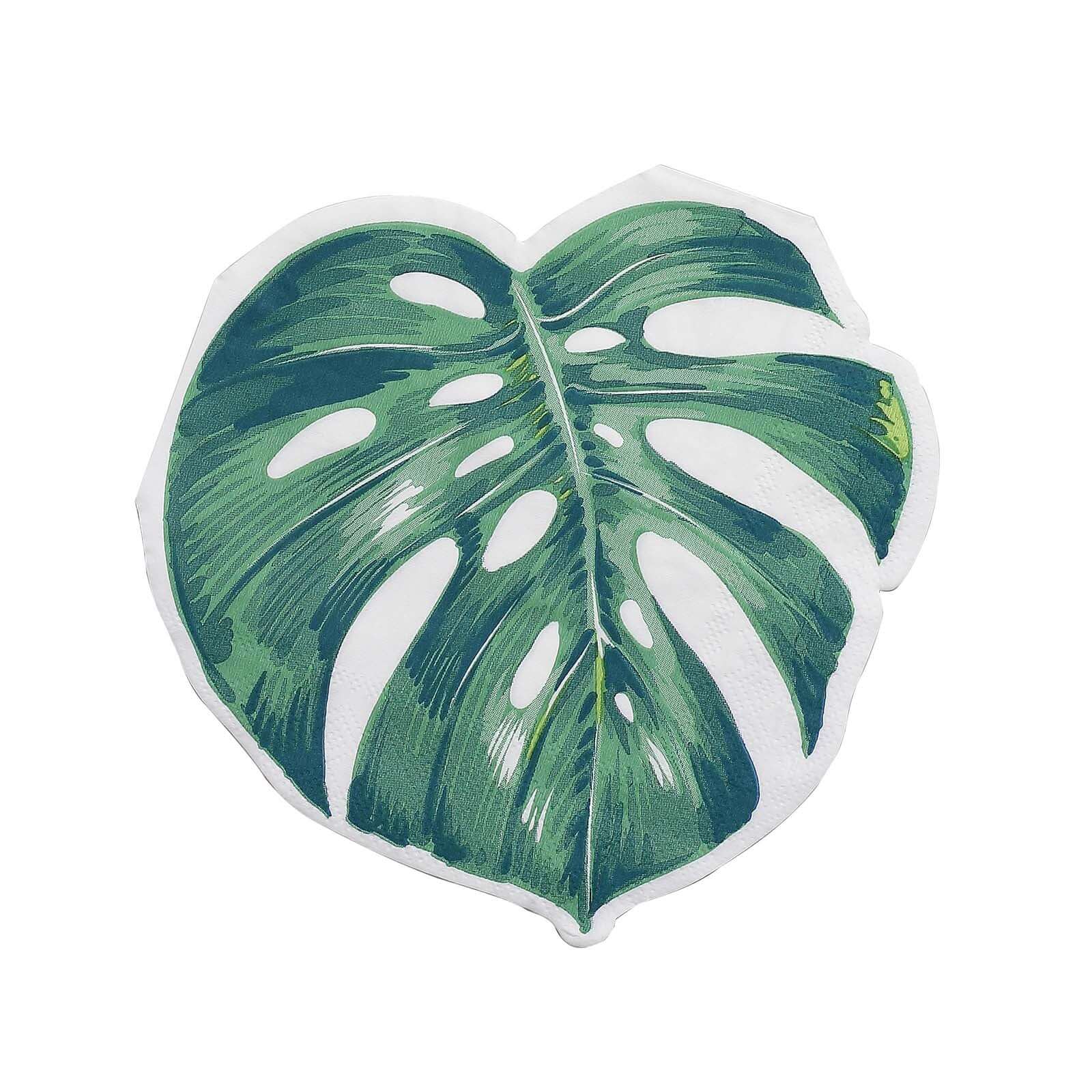 20-Pack Paper Cocktail Napkins with Tropical Leaf Design Green - Stylish Disposable Napkins for Events