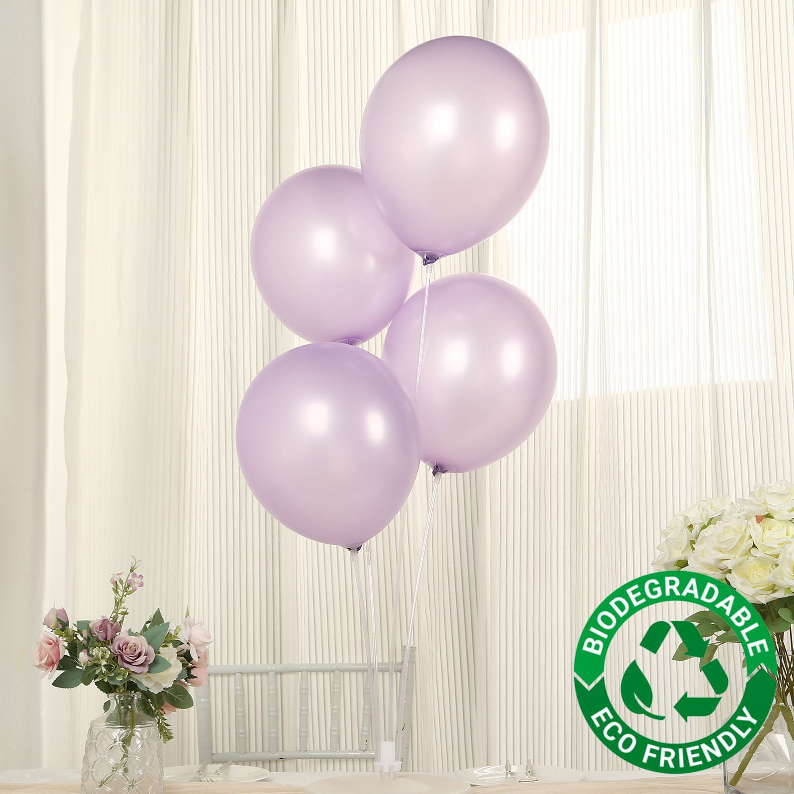 50 Pack Purple Biodegradable Balloons, 12" Thickened Extra Strong Eco-friendly Latex Helium Party Balloons
