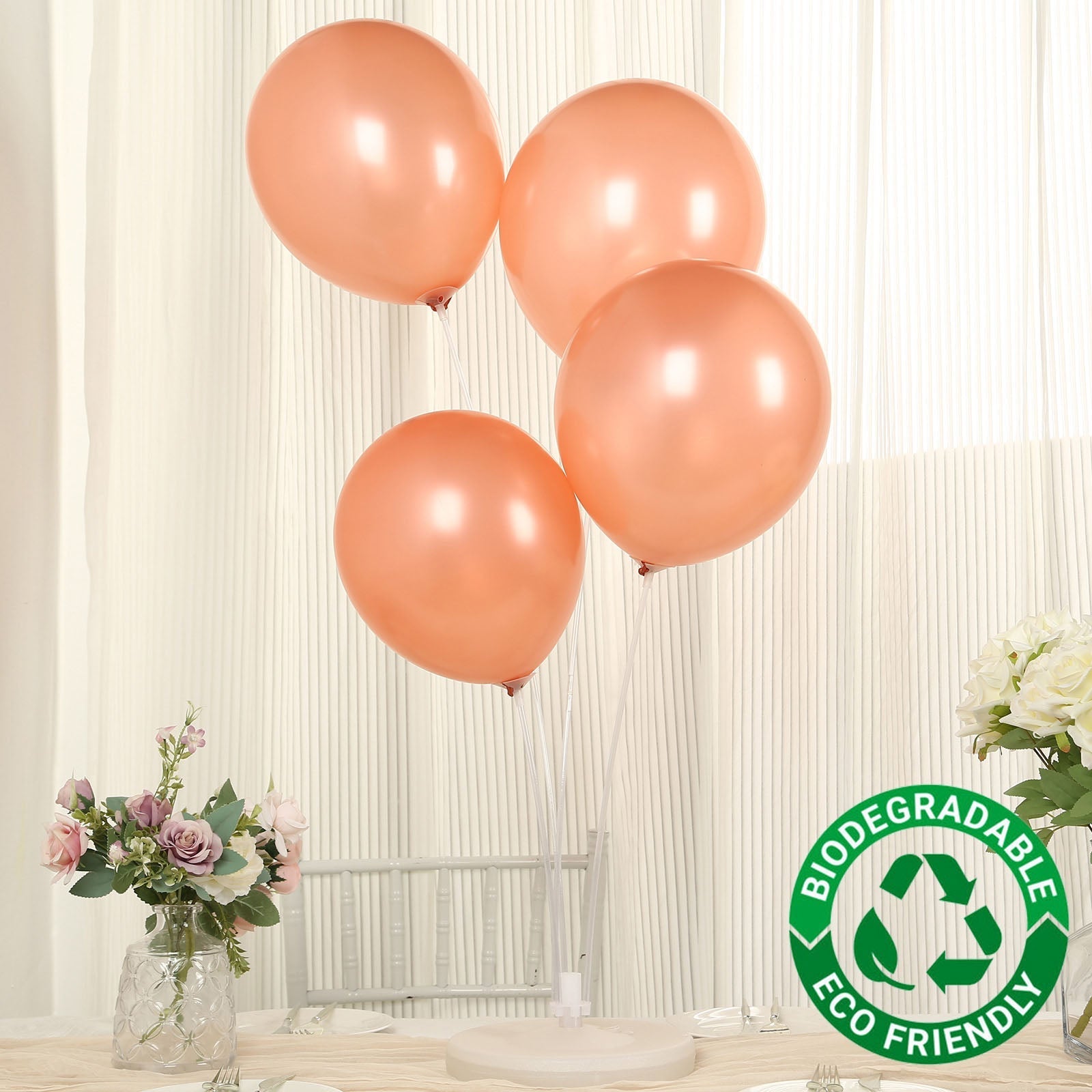 50 Pack Rose Gold Biodegradable Balloons, 12" Thickened Extra Strong Eco-friendly Latex Helium Party Balloons