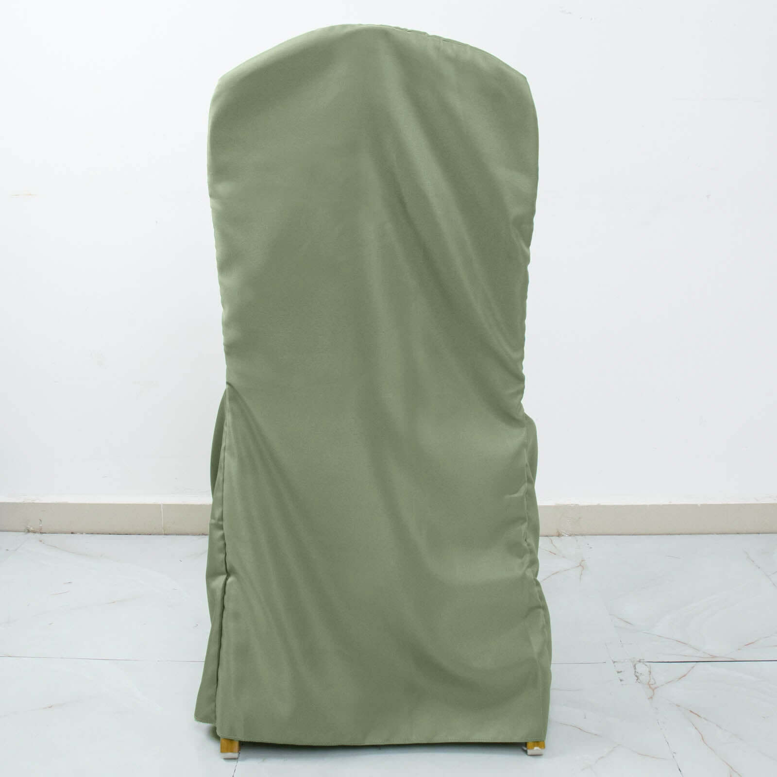 Polyester Slip On Banquet Chair Covers Dusty Sage Green - Stain-Resistant Reusable Durable Fabric