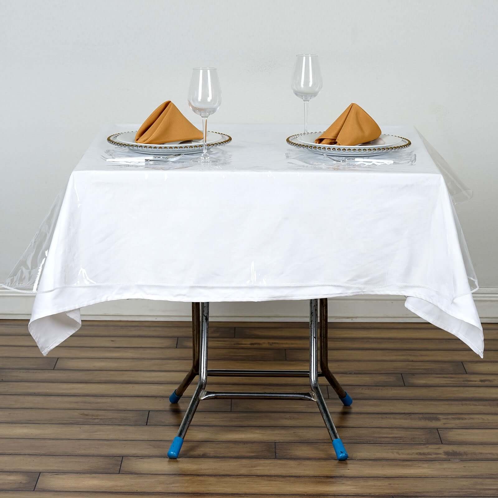 Vinyl Tablecloth Clear Eco-Friendly Square - Durable PVC Tablecloth 70"x70" 10 Mil Thick