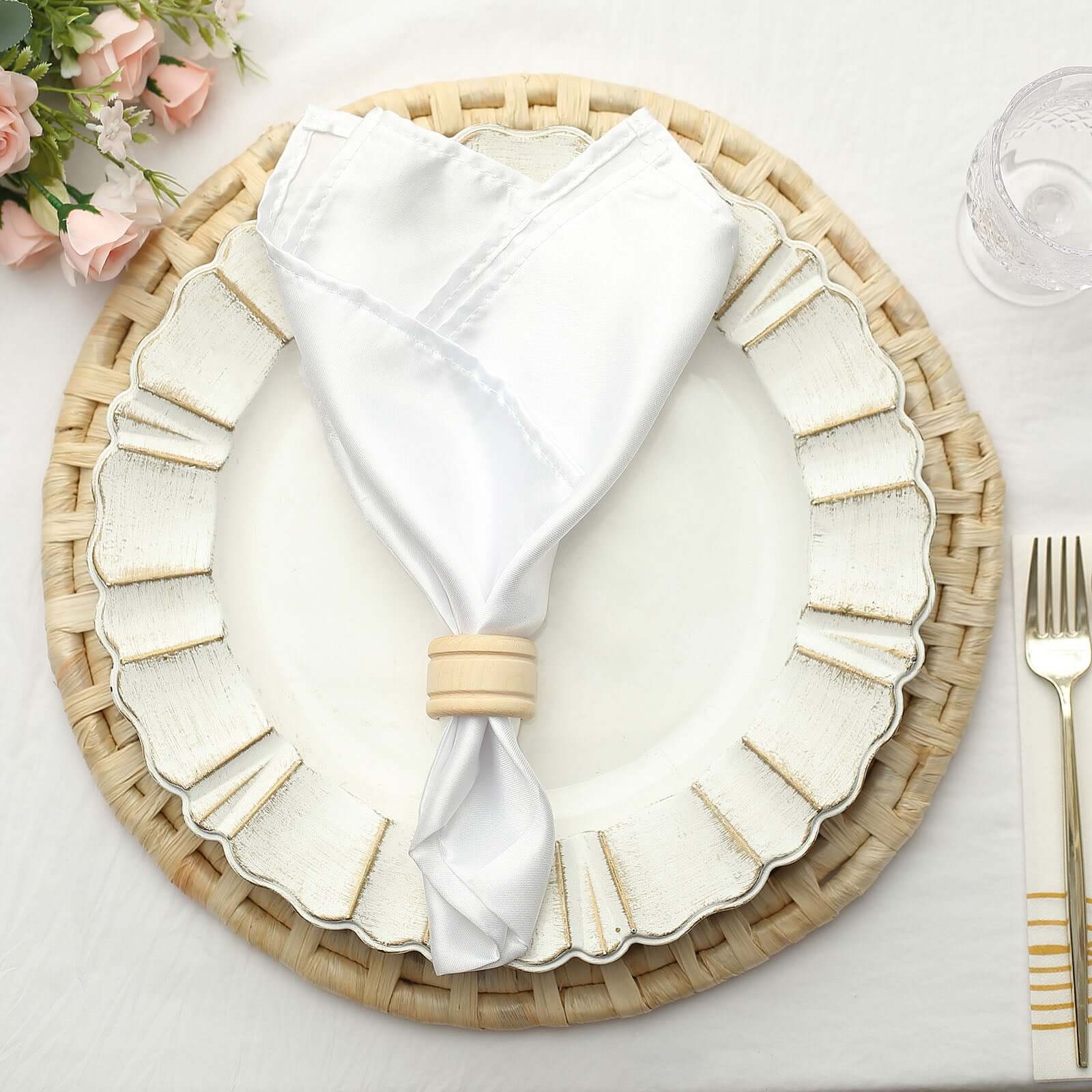 4 Pack Eco Friendly Natural Wooden Napkin Holder Rings, Disposable