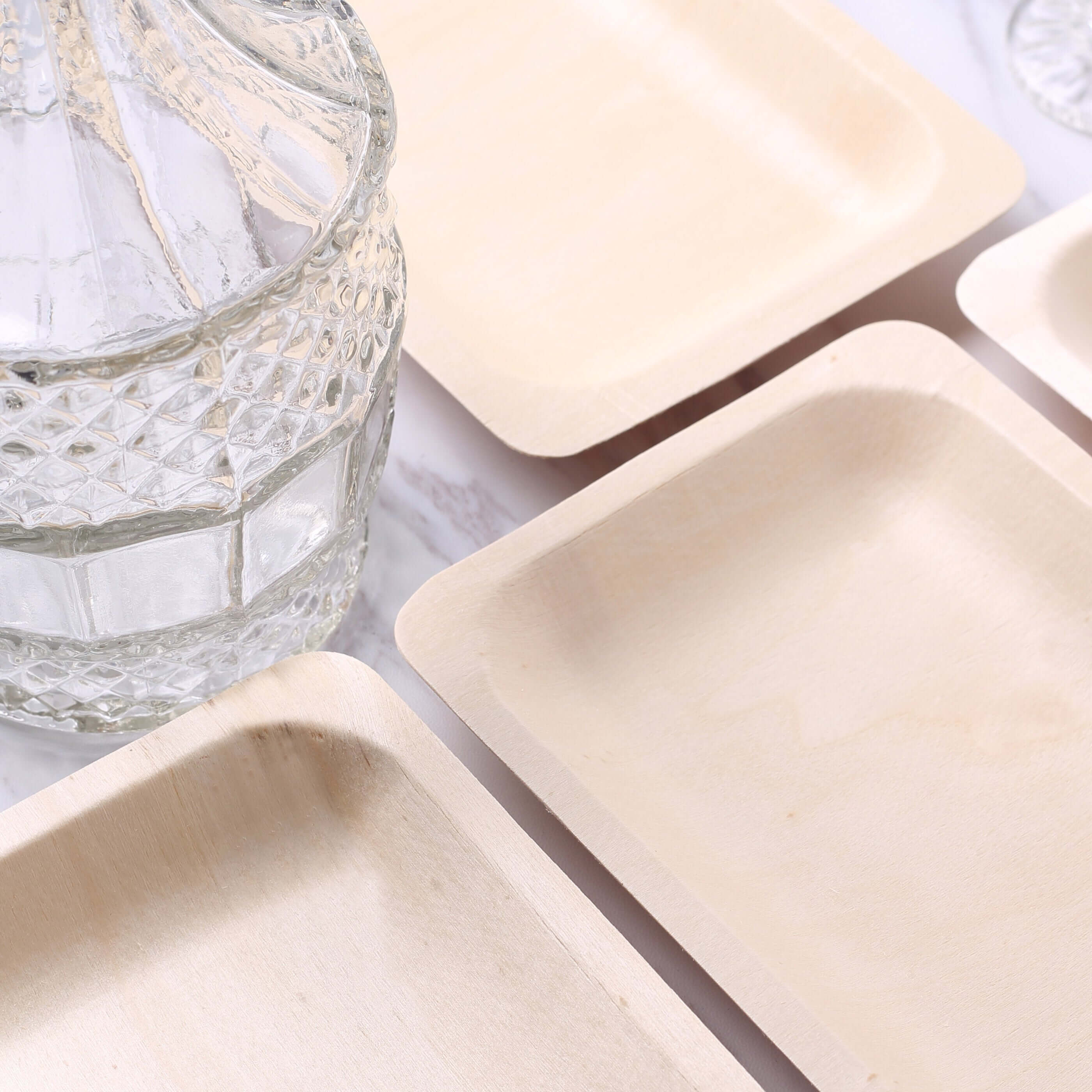 25-Pack Birchwood 5"x8" Rectangle Dessert Serving Plates - Natural Eco Friendly Wooden Disposable Plates for Farmhouse-Style Events, Parties & Gatherings