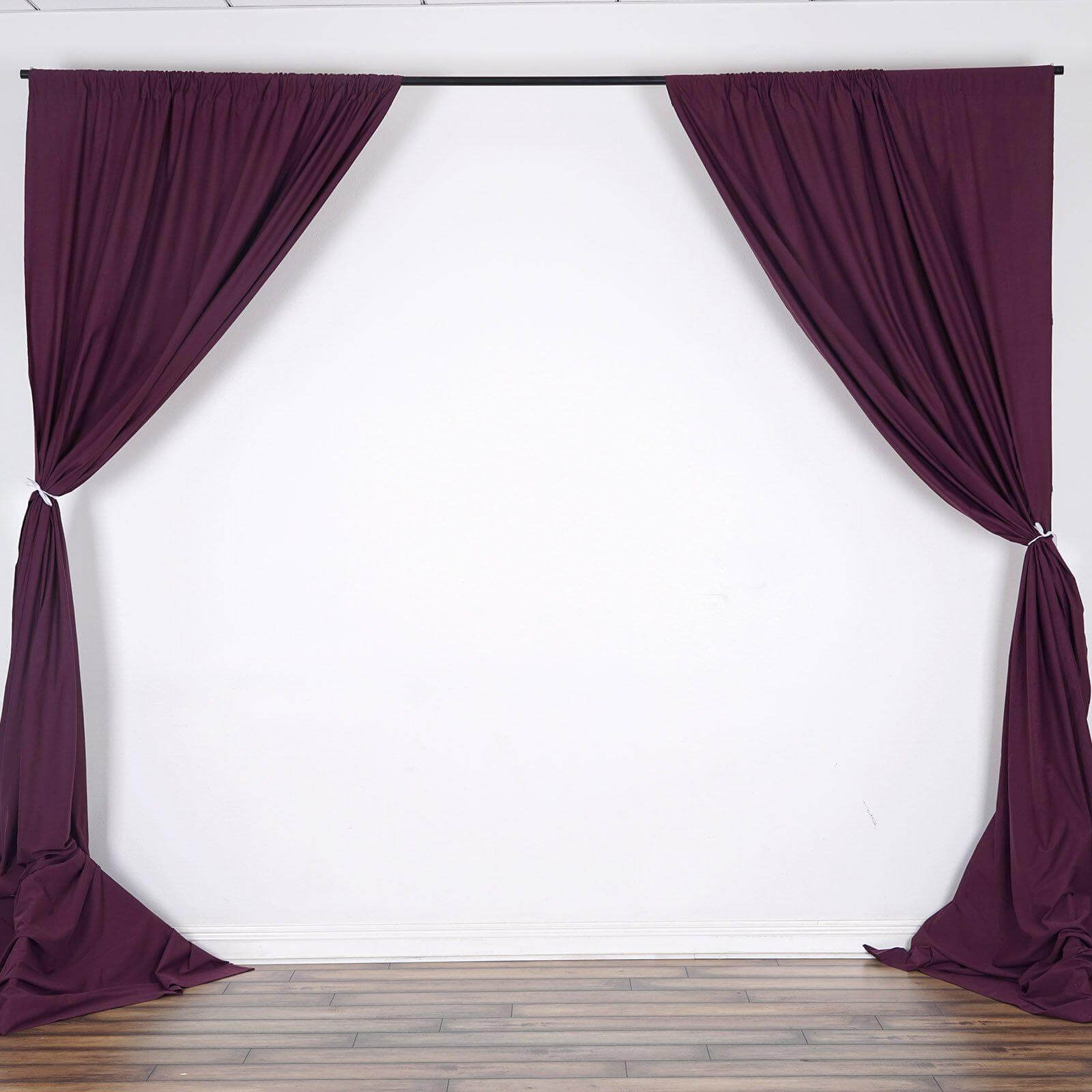 2 Pack Eggplant Scuba Polyester Event Curtain Drapes, Durable Flame Resistant Backdrop Event Panels Wrinkle Free with Rod Pockets - 10ftx10ft