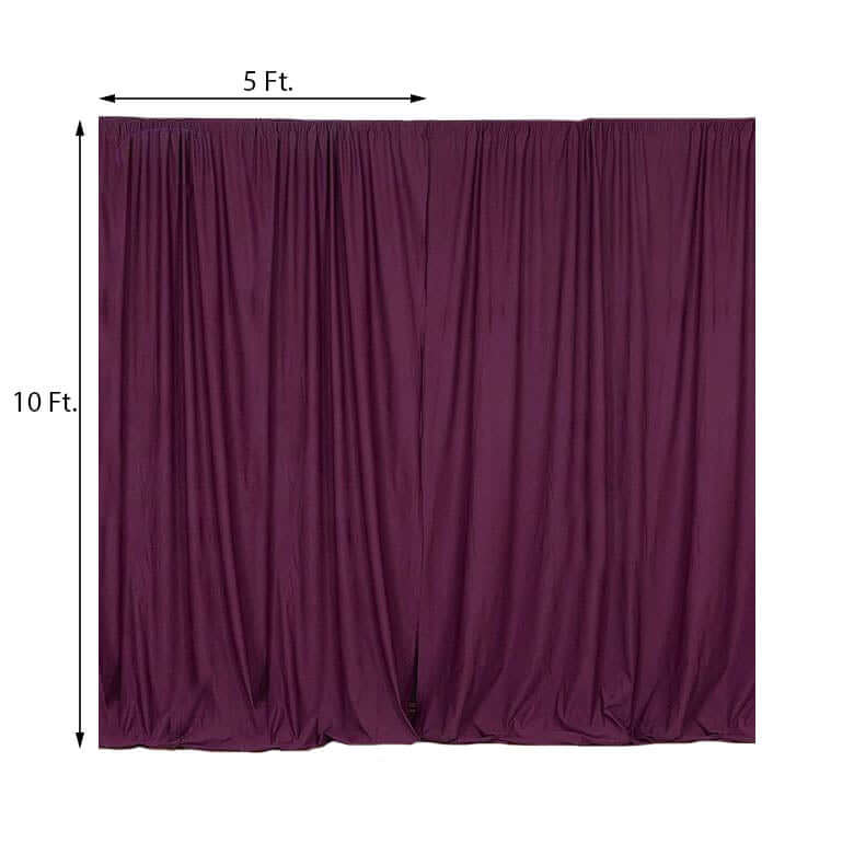2 Pack Eggplant Scuba Polyester Event Curtain Drapes, Durable Flame Resistant Backdrop Event Panels Wrinkle Free with Rod Pockets - 10ftx10ft
