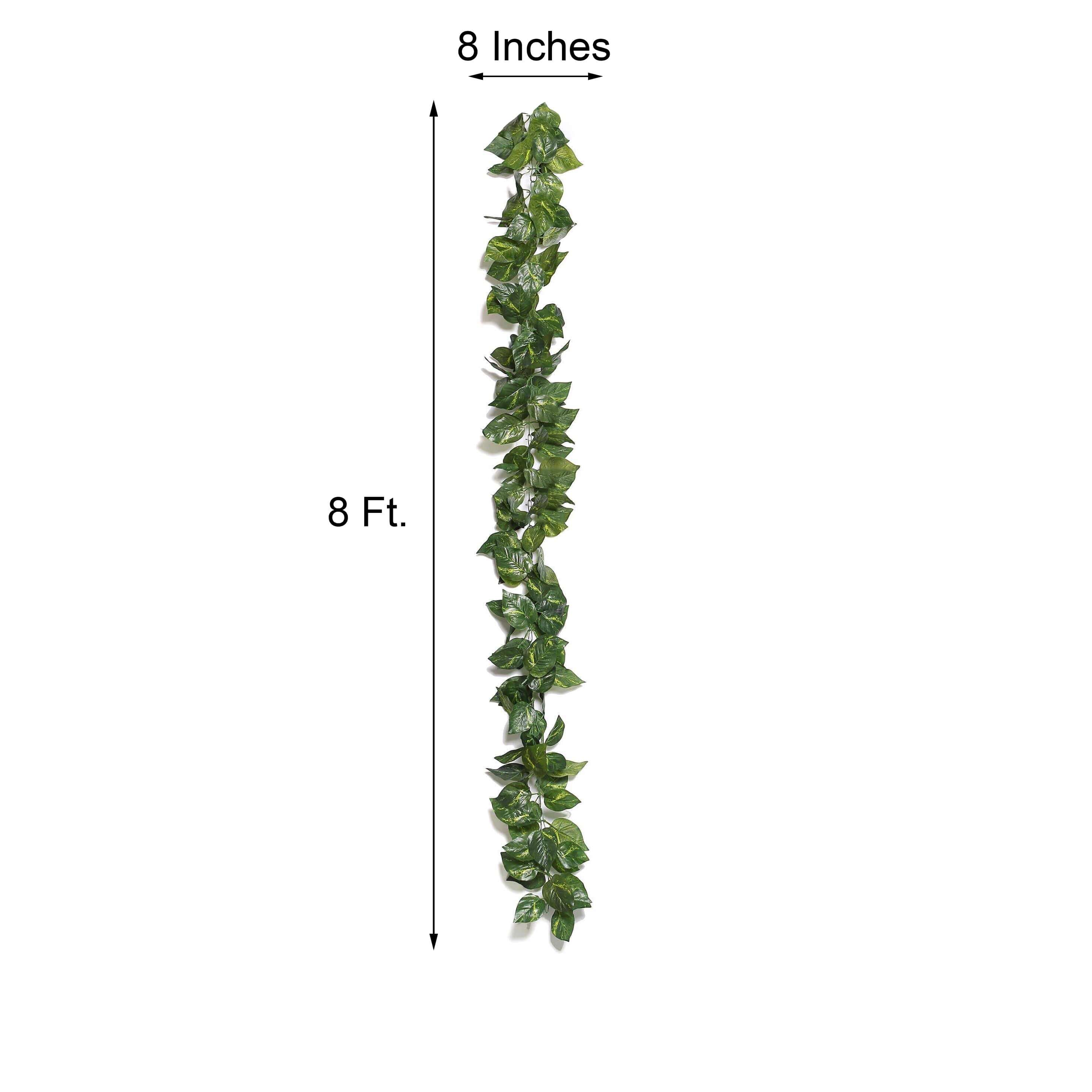 8ft Green UV Protected Artificial Silk Ivy Leaf Garland Vine, Outdoor Indoor