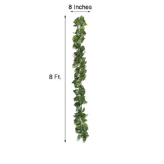 8ft Green UV Protected Artificial Silk Ivy Leaf Garland Vine, Outdoor Indoor