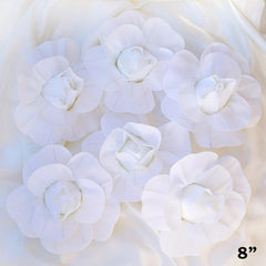 6 Pack 8" White Real Touch Artificial Foam DIY Craft Roses