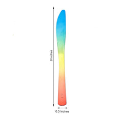 24 Pack - 8" Rainbow Ombre Design Heavy Duty Plastic Knives