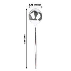 24-Pack Plastic Spoons Glossy Silver - Premium Heavy Duty Disposable Silverware 8"