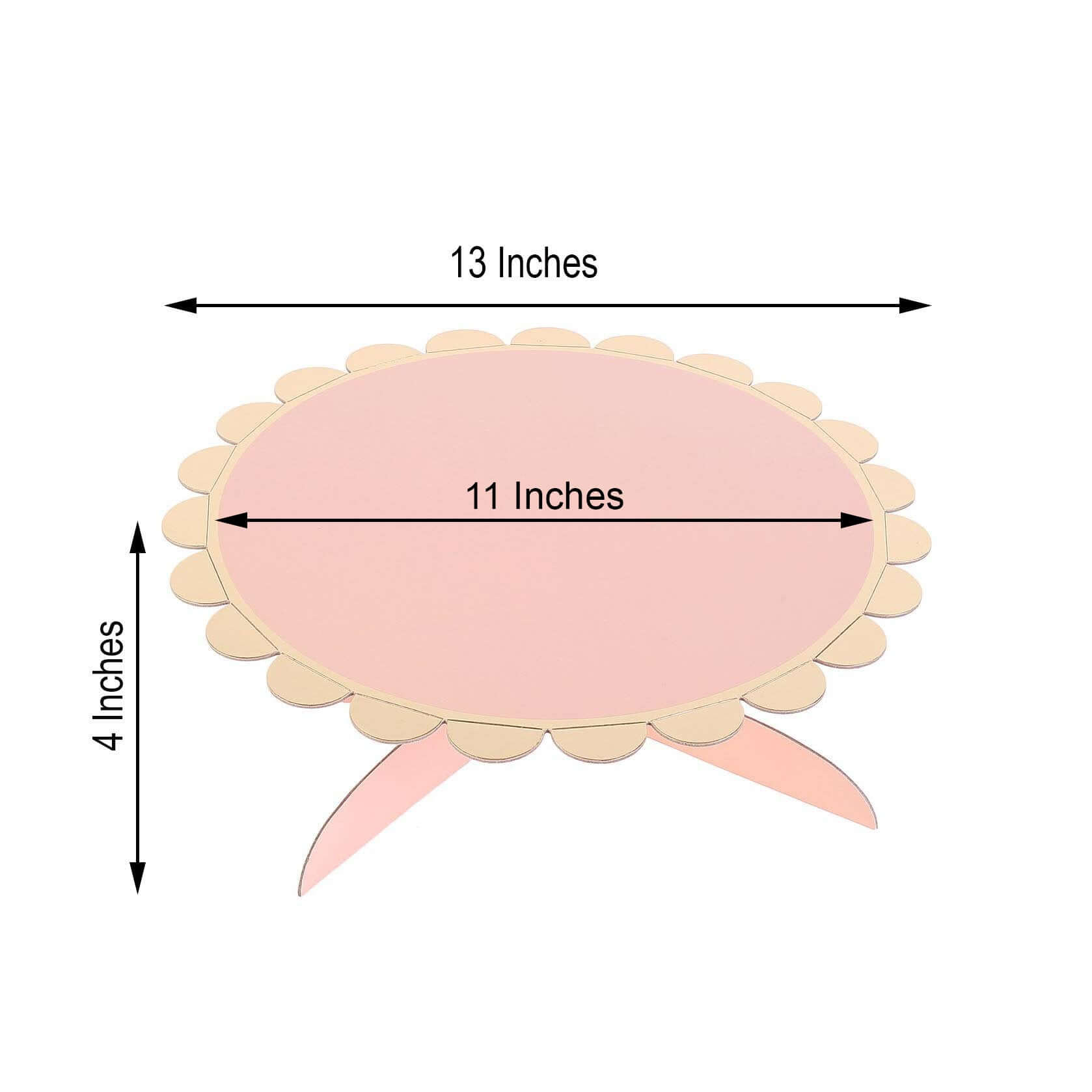 1-Tier Cardboard Cake Stand Blush - Stylish Reusable Cupcake Dessert Holder with Gold Scalloped Rim for Baby Showers Birthdays & Events 13"