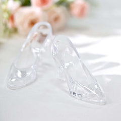 12 Pack 3" Clear Cinderella Princess Slippers Party Decor Gift Favor, Candy Container Treats Display