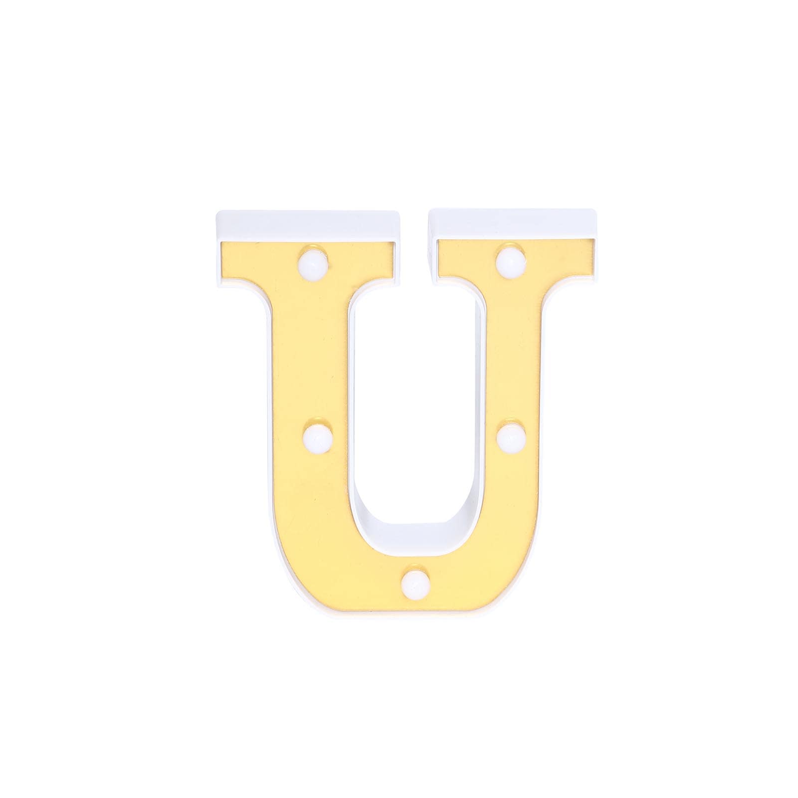 3D Marquee Letter "U" Warm White 5 LED Lights Gold - Chic Light-Up Decor for Events 6"