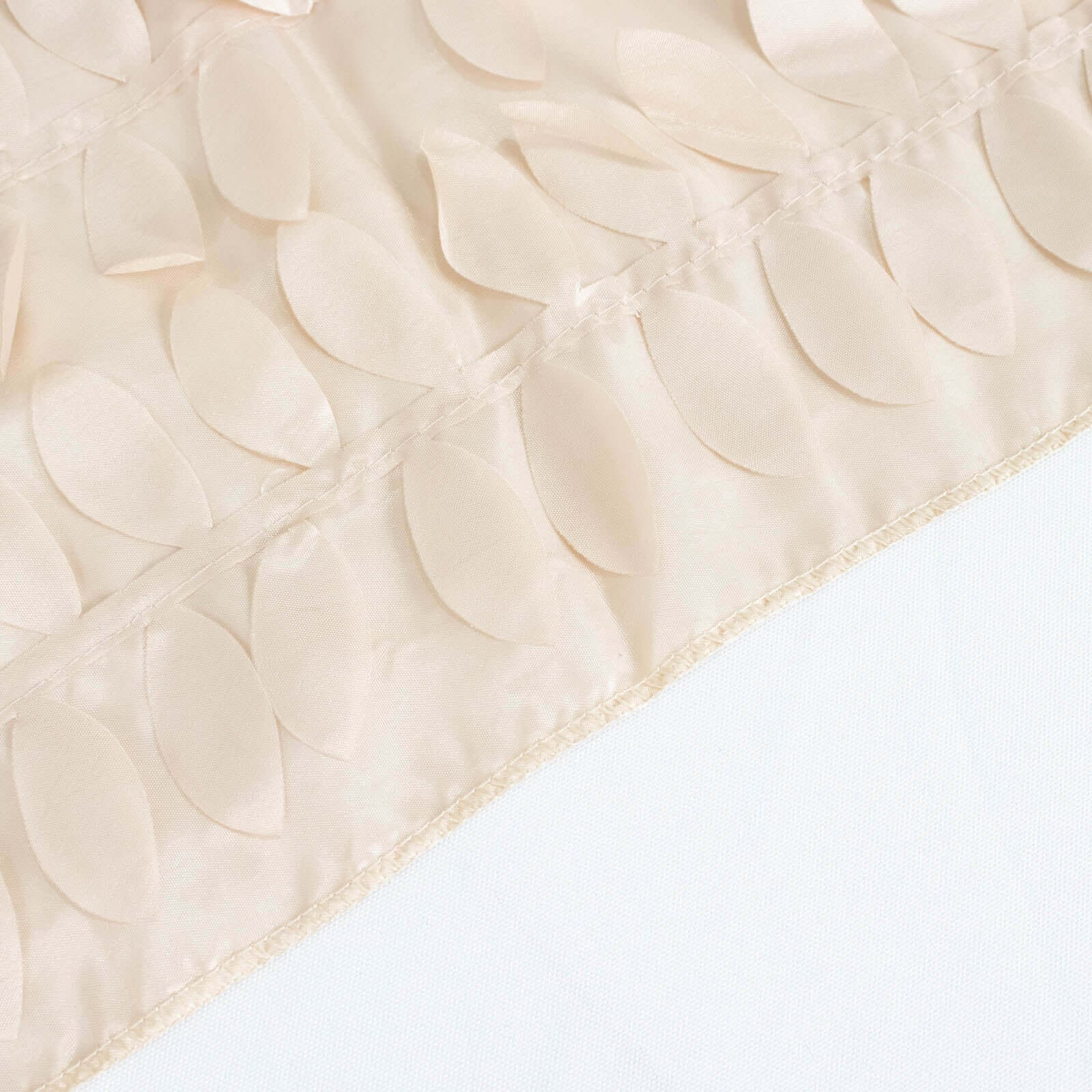 Taffeta 132" Round Tablecloth Beige 3D | 3D Leaf Petal Design Seamless Table Cover