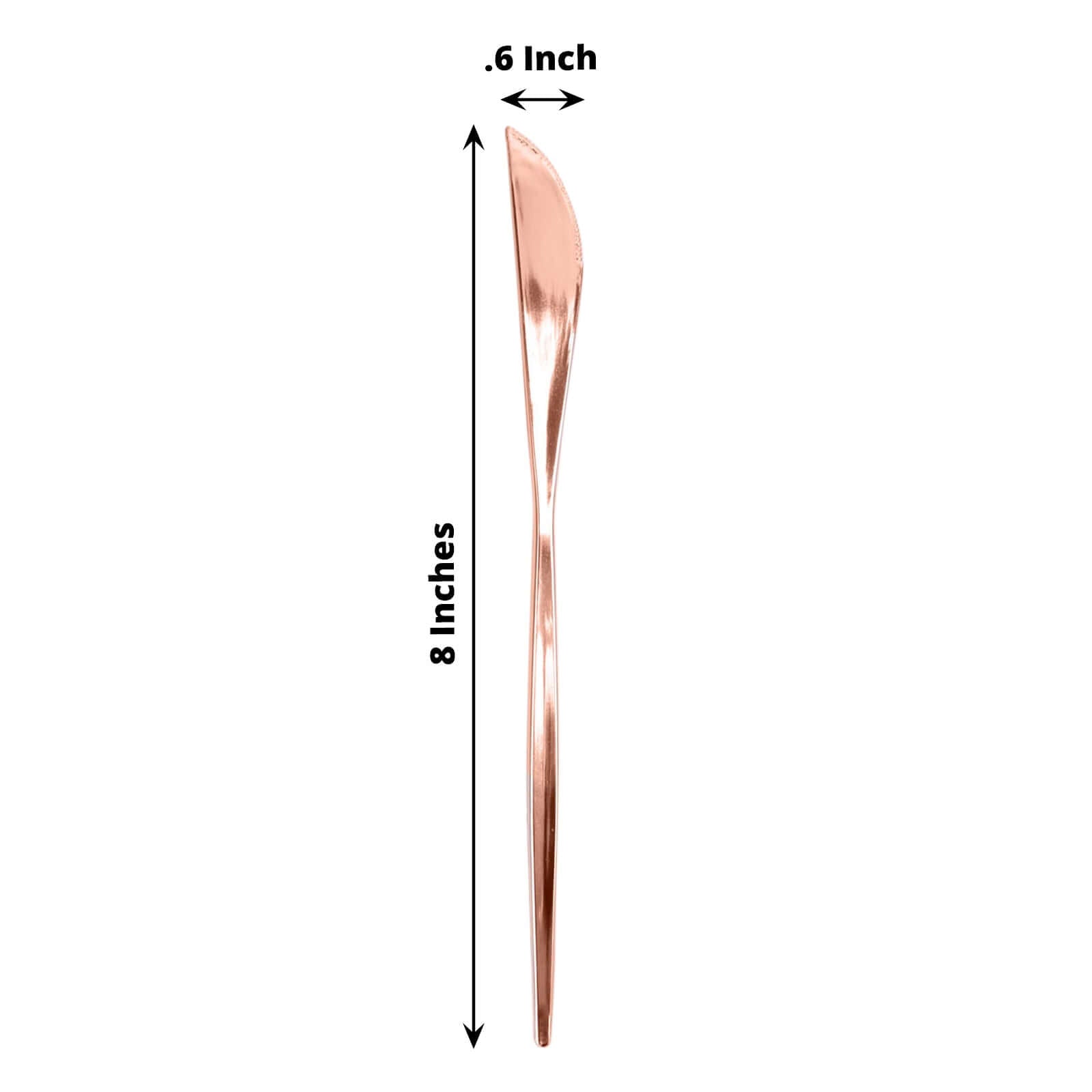 24-Pack Plastic Knives Glossy Rose Gold - Premium Heavy Duty Disposable Flatware Cutlery 8"