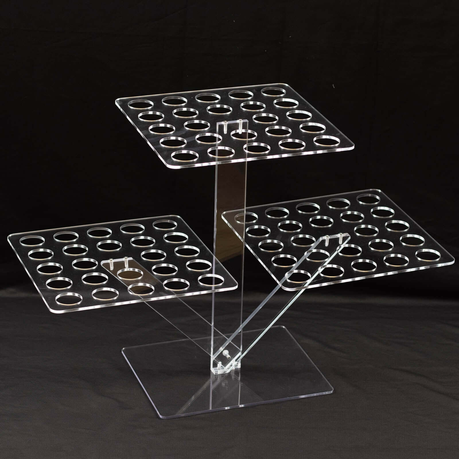 3-Tier Acrylic Square Ice Cream Cone Holder Clear - Foldable Multi-Purpose Dessert Display Stand with 72-Slots for Stylish Food Presentation 18" Tall